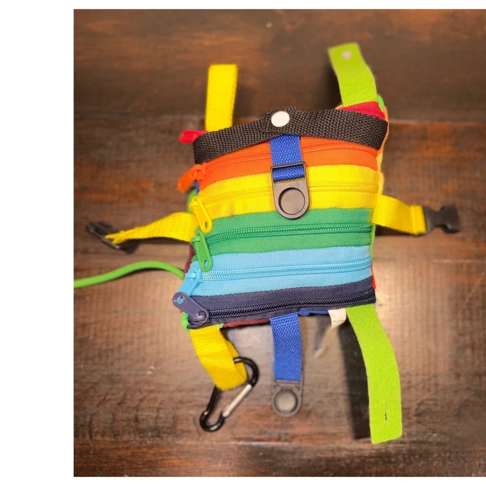 Sensory 4 U Rainbow Buckle Pillow Fine Motor Development Toy Kids Travel Plush